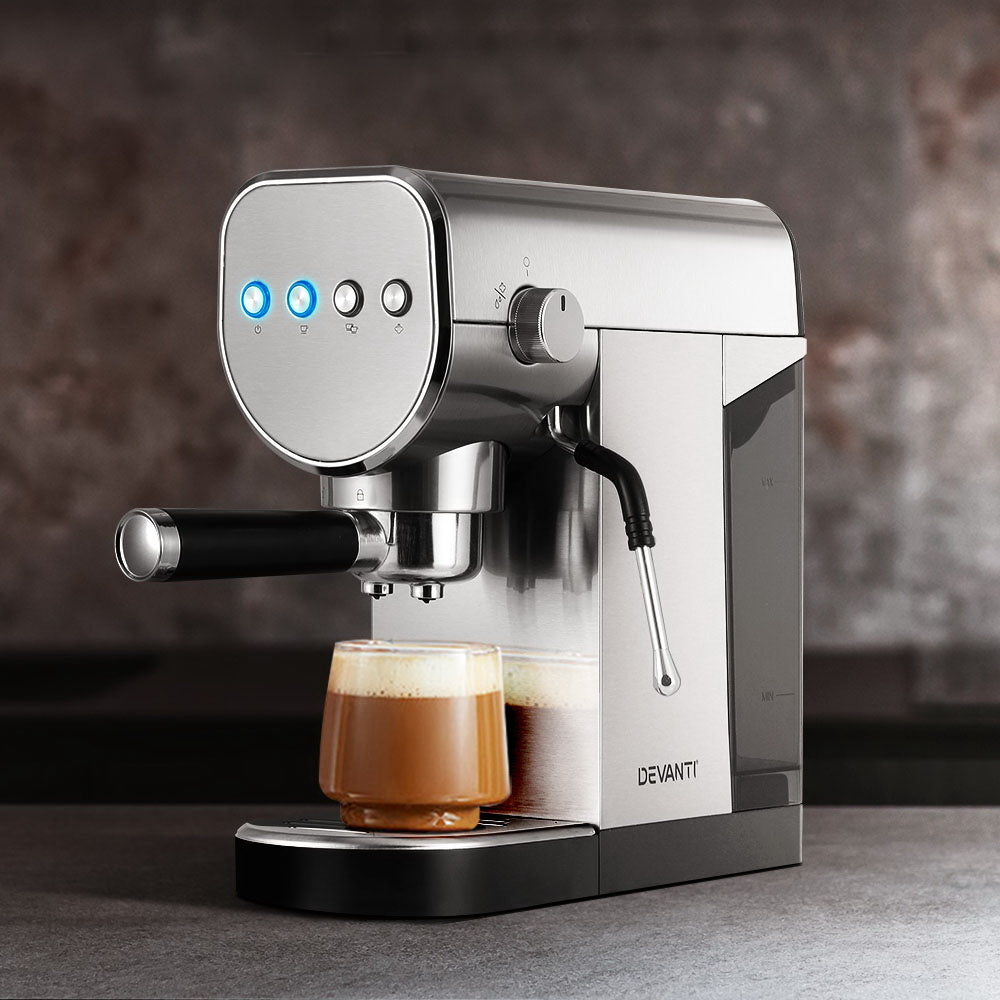 Devanti 20-Bar Espresso Coffee Maker with Milk Frothing Function