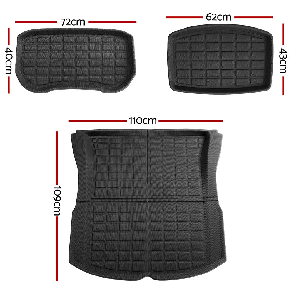 Weisshorn Premium Waterproof Boot Liners for 2024 Tesla Model 3 Highland - Rear and Frunk Mats