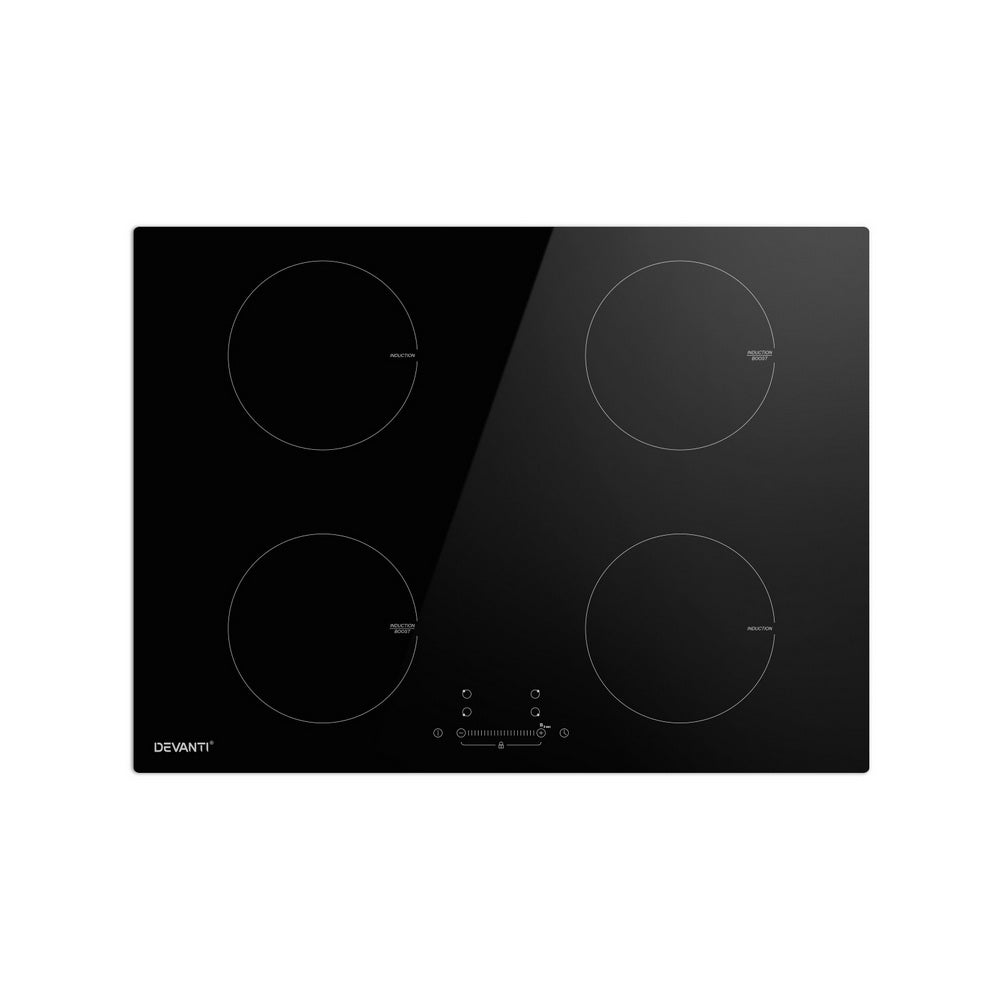 Devanti 70cm Ceramic Induction Cooktop with 4 Zones and 7000W Power Boost