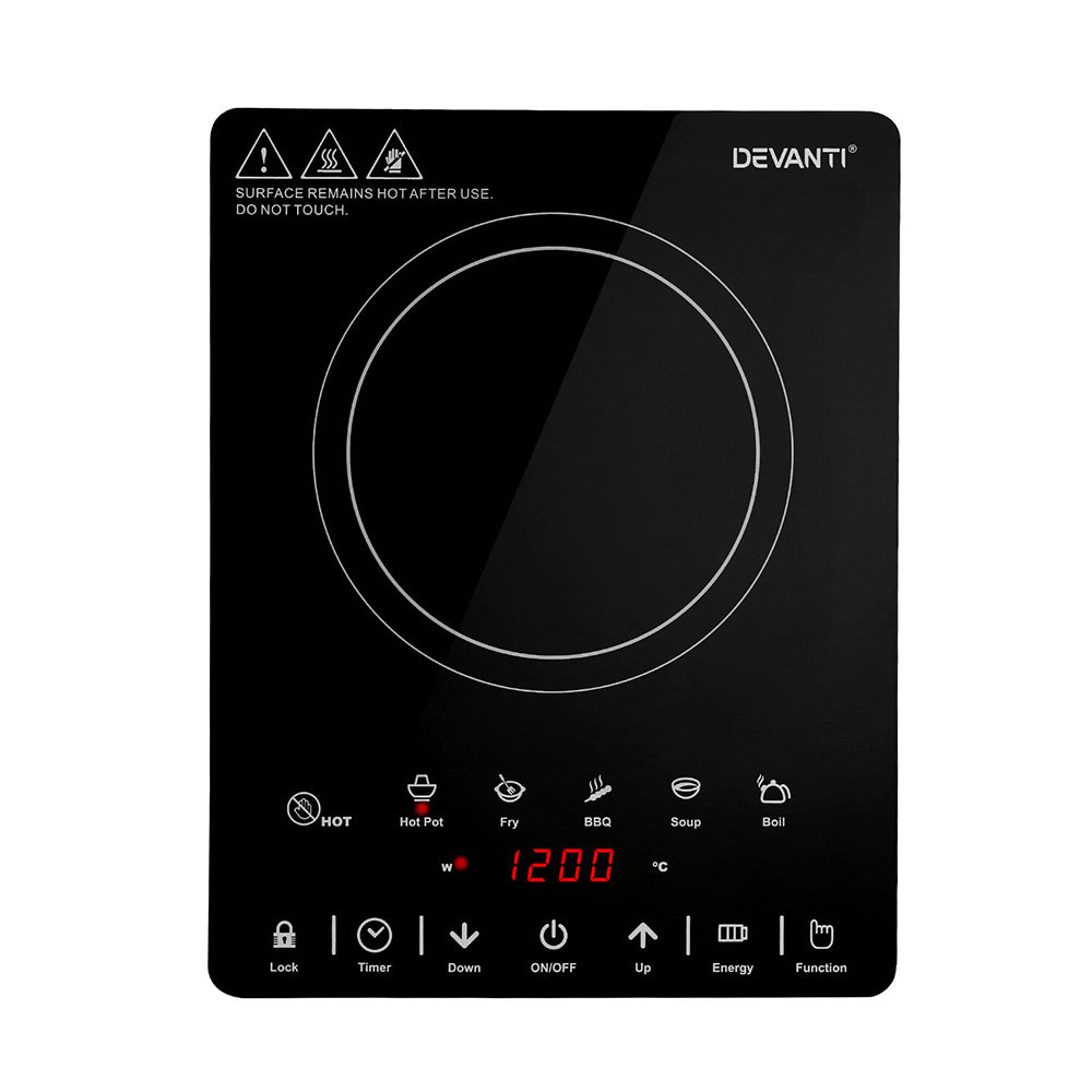 Devanti 2000W Induction Ceramic Cooktop with Touch Controls