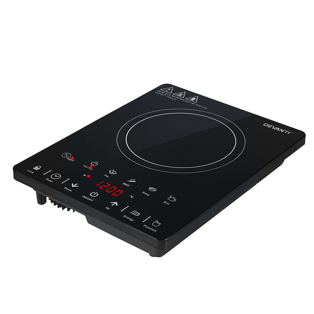 Devanti 2000W Induction Ceramic Cooktop with Touch Controls