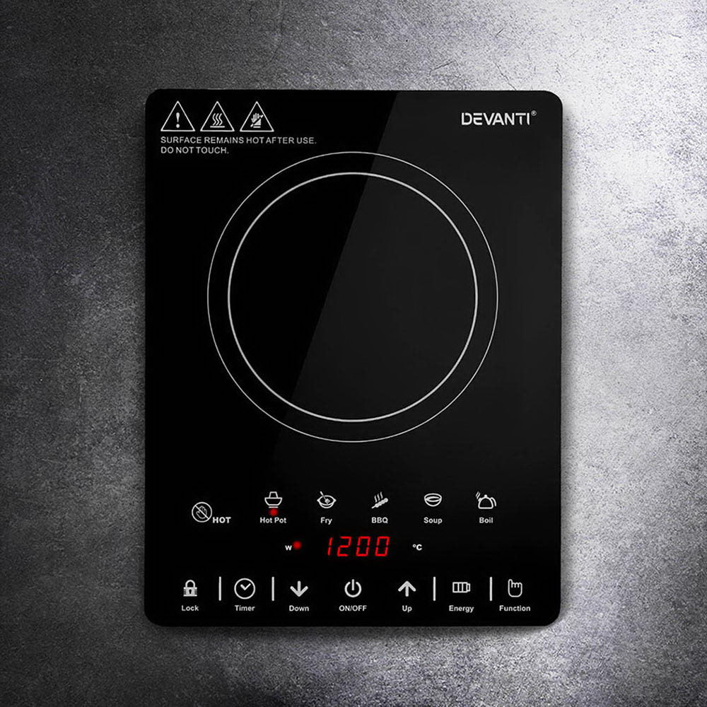 Devanti 2000W Induction Ceramic Cooktop with Touch Controls