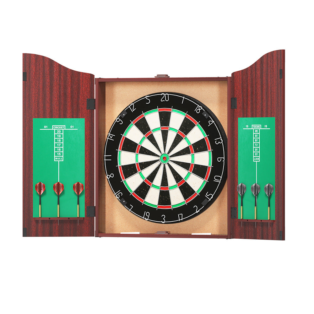 Deluxe 18" Dartboard Set with Steel Darts and Elegant Wooden Cabinet for Game Nights