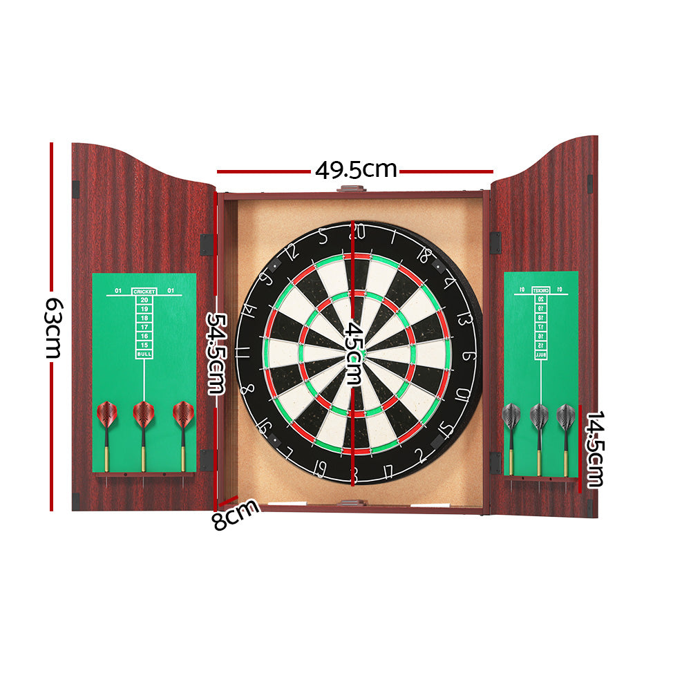 Deluxe 18" Dartboard Set with Steel Darts and Elegant Wooden Cabinet for Game Nights