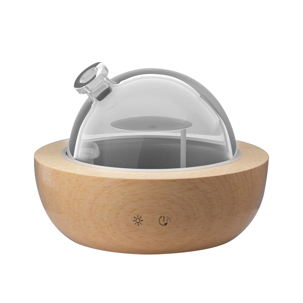 Devanti Ultrasonic 4-in-1 Aroma Diffuser with Glass Dome and Wood Base - 200ml Capacity