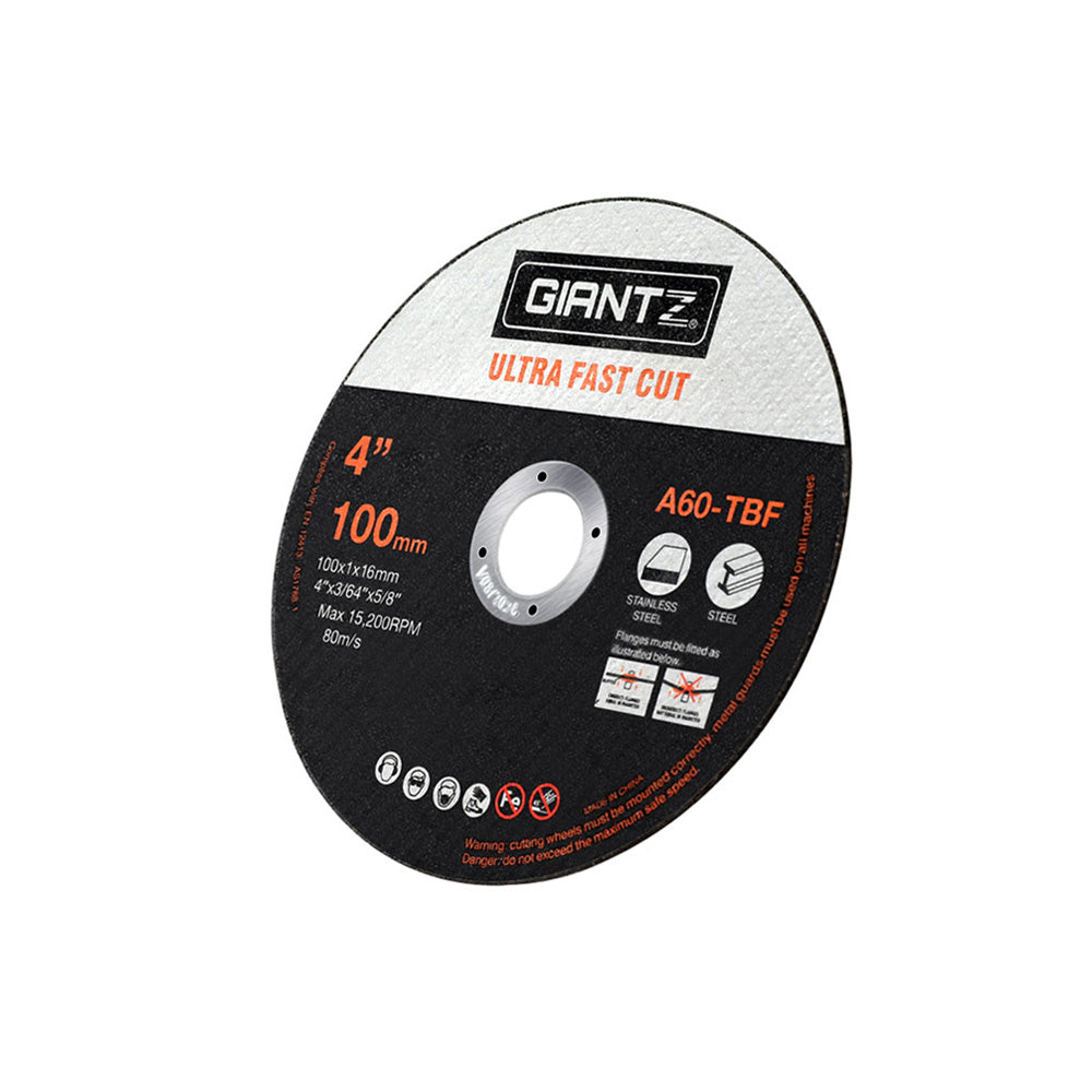 Giantz 50-Pack 4-Inch Ultra-Thin Cutting Discs for Angle Grinders - Precision Wheels for Stainless Steel and Metal