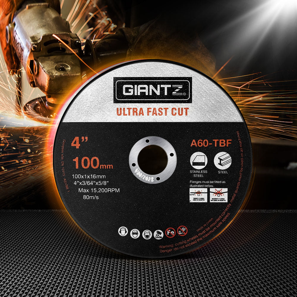 Giantz 50-Pack 4-Inch Ultra-Thin Cutting Discs for Angle Grinders - Precision Wheels for Stainless Steel and Metal