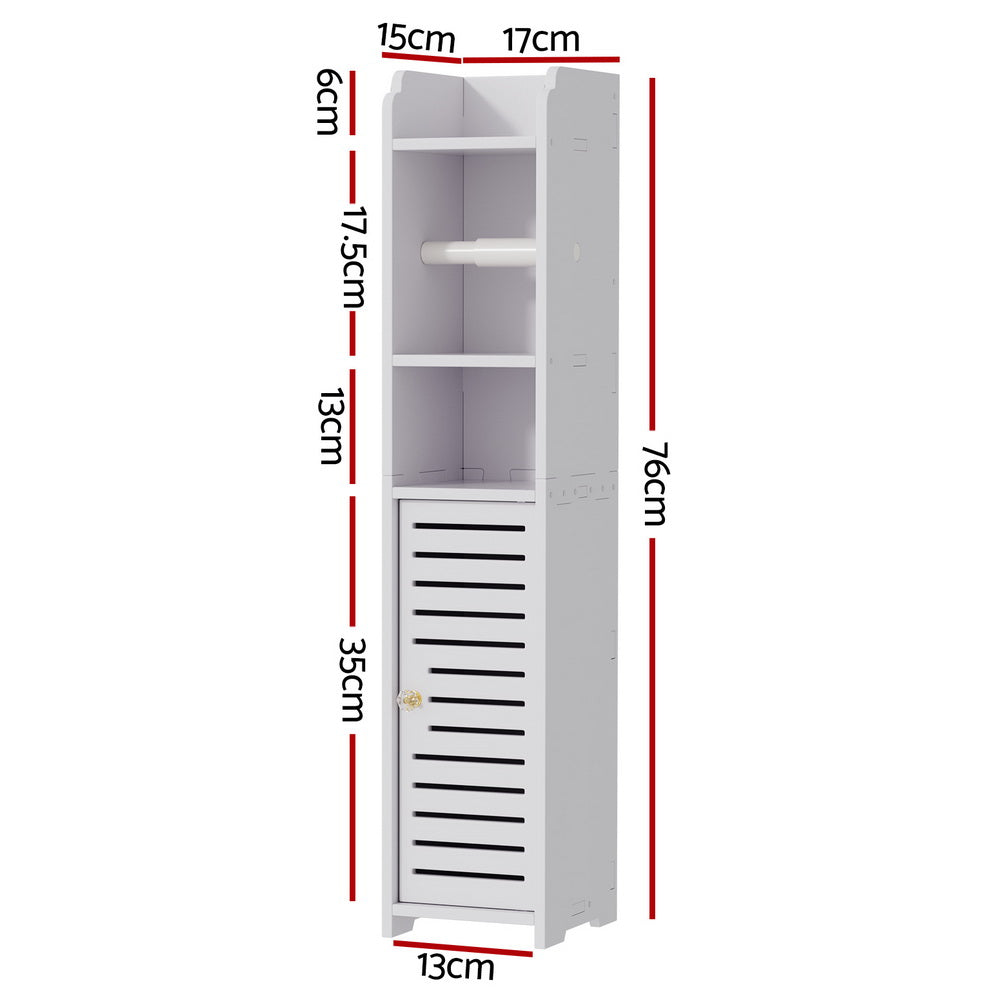 Slim Space-Saving 3-Tier Bathroom Cabinet with Toilet Paper Holder and Organizer