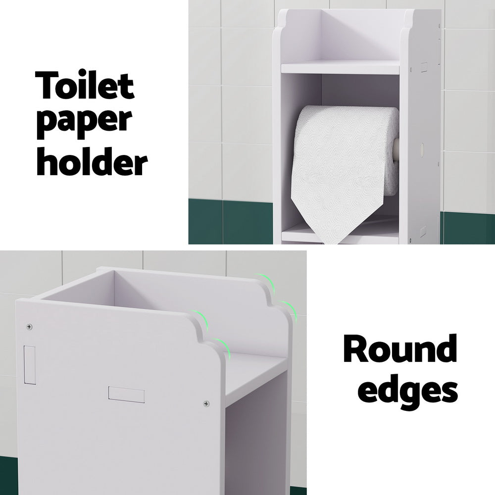 Slim Space-Saving 3-Tier Bathroom Cabinet with Toilet Paper Holder and Organizer