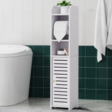 Slim Space-Saving 3-Tier Bathroom Cabinet with Toilet Paper Holder and Organizer