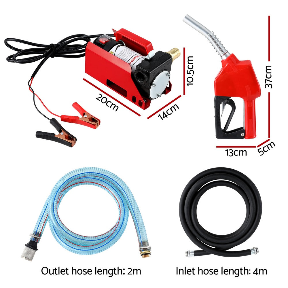 High-Performance 12V Electric Diesel and Kerosene Transfer Pump with Nozzle and Hose - 40L/min Flow Rate