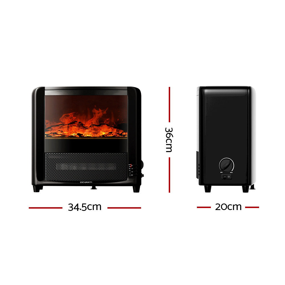 Devanti 2000W Freestanding Electric Fireplace with 3D Flame Effect