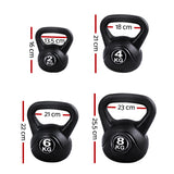 Everfit 22kg Kettlebell Set Weight Lifting Kettlebells Bench Dumbbells Gym Home - Front View