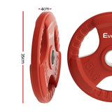 Everfit Weight Plates Standard 15kg Dumbbell Barbell Plate Weight Lifting Home Gym Red - Front View