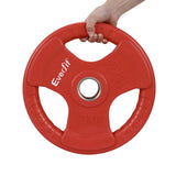 Everfit Weight Plates Standard 15kg Dumbbell Barbell Plate Weight Lifting Home Gym Red - Side View