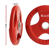 Everfit Weight Plates Standard 15kgx2 Dumbbell Barbell Plate Weight Lifting Home Gym Red - Front View