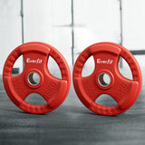 Everfit Weight Plates Standard 15kgx2 Dumbbell Barbell Plate Weight Lifting Home Gym Red - Close-Up Angle