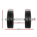 Everfit 25kg Dumbbell Set Weight Plates Dumbbells Lifting Bench - Front View