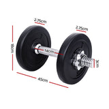 Everfit 10kg Dumbbell Set Weight Plates Dumbbells Lifting Bench - Front View