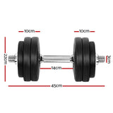 Everfit 30kg Dumbbell Set Weight Plates Dumbbells Lifting Bench - Front View