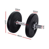 Everfit 15kg Dumbbell Set Weight Plates Dumbbells Lifting Bench - Front View