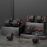 Everfit 40kg Adjustable Dumbbells Set Kettle Bell Weight Plates Barbells Gym - Close-Up Angle