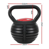 Everfit 18kg Adjustable Kettlebell Set Portable Kettle Bell Weight Dumbbells 10lbs 40lbs - Front View