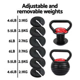 Everfit 18kg Adjustable Kettlebell Set Portable Kettle Bell Weight Dumbbells 10lbs 40lbs - 45-Degree Angle