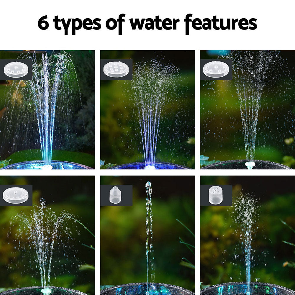 Gardeon Solar-Powered Floating Fountain with LED Lights for Ponds and Gardens