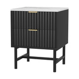 Stylish Black Bedside Table with 2 Drawers for Enhanced Bedroom Organization