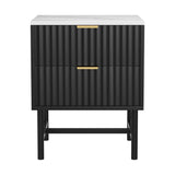 Stylish Black Bedside Table with 2 Drawers for Enhanced Bedroom Organization