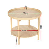 Artiss Coffee Table Side Table Round 70CM - Front View