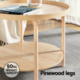 Artiss Coffee Table Side Table Round 70CM - Rear View