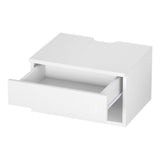 Modern White Floating Nightstand with Drawer and Open Shelf