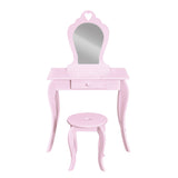 Keezi Kids Dressing Table Stool Set Vanity Mirror Princess Children Makeup Pink