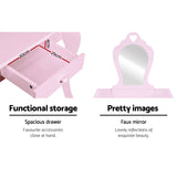 Keezi Kids Dressing Table Stool Set Vanity Mirror Princess Children Makeup Pink