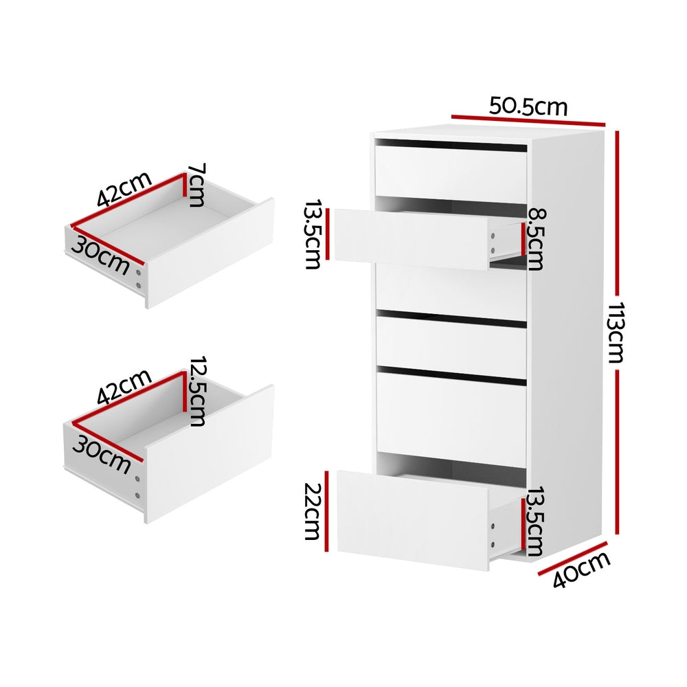 Artiss 6 Chest of Drawers Dresser Tallboy White