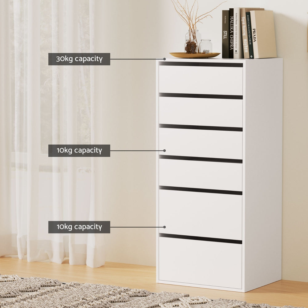 Artiss 6 Chest of Drawers Dresser Tallboy White