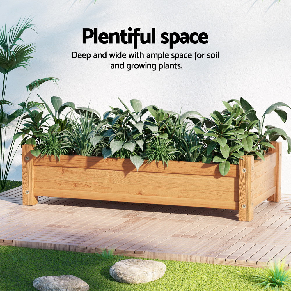 Elevated Wooden Planter Box for Gardening - Green Fingers 65x33x16cm