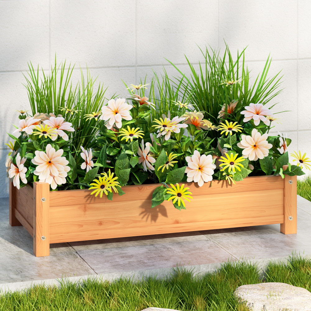 Elevated Wooden Planter Box for Gardening - Green Fingers 65x33x16cm