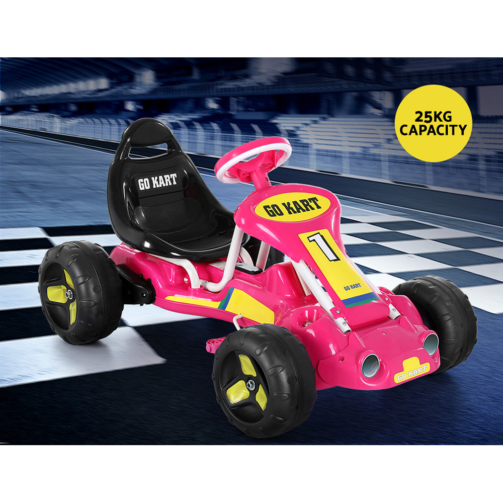 Rigo Kids Pedal Go Kart Ride On Toys Racing Car Plastic Tyre Pink