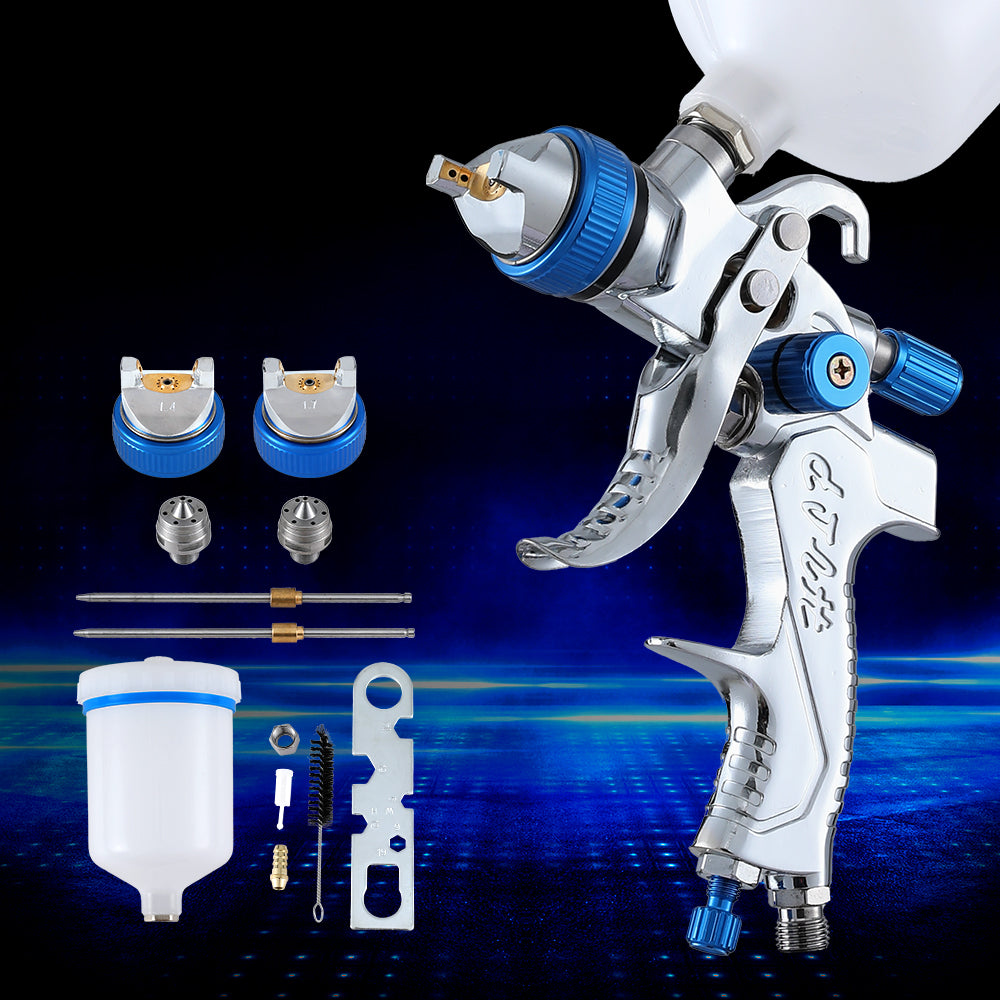 Giantz HVLP Gravity Feed Air Spray Gun with Multiple Nozzles