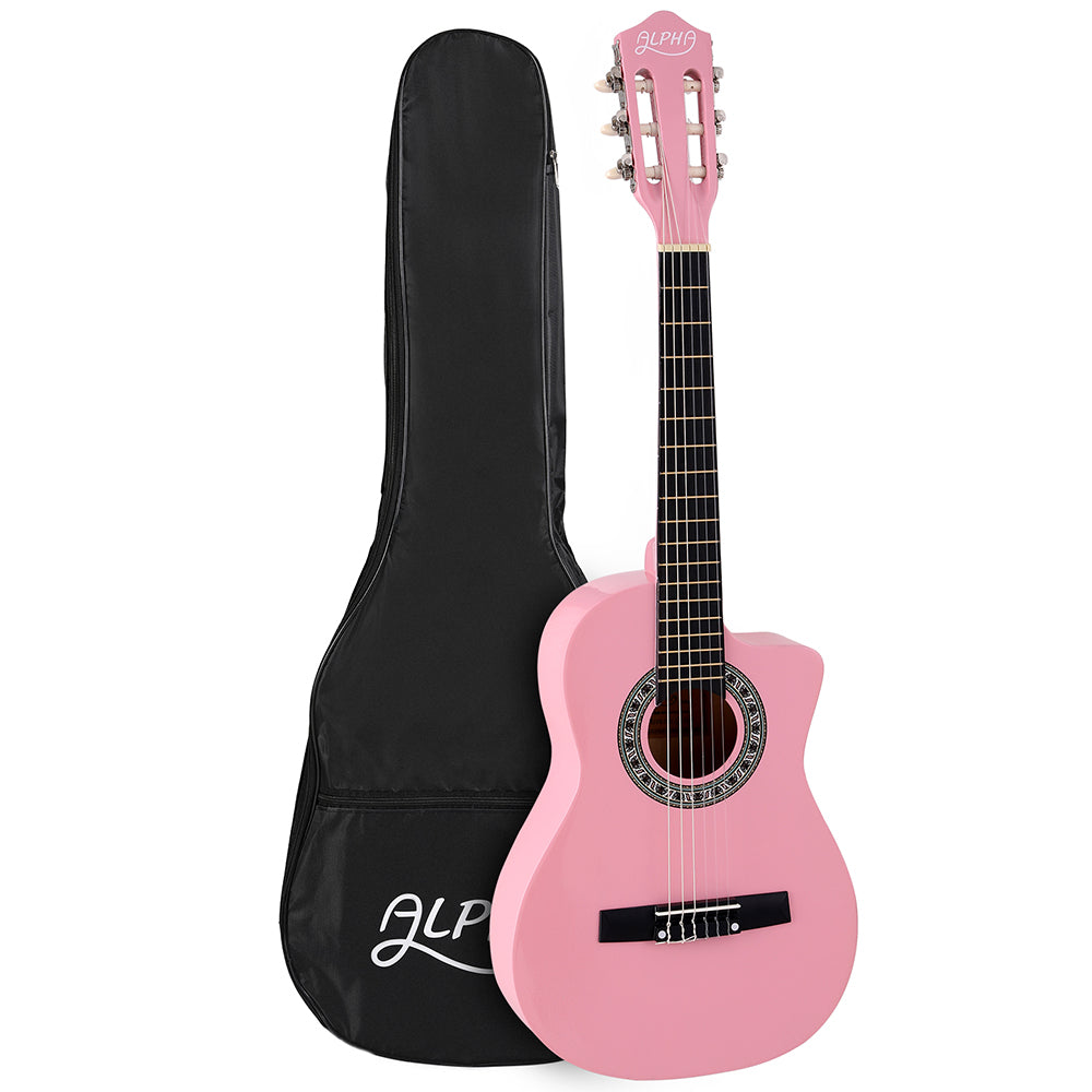 34-Inch Pink Classical Guitar for Beginners - Perfect Wooden Body Nylon String Gift for Kids