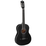 Alpha 39-Inch Beginner Classical Guitar with Wooden Body and Nylon Strings - Black Edition