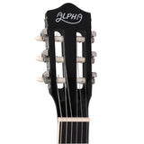 Alpha 39-Inch Beginner Classical Guitar with Wooden Body and Nylon Strings - Black Edition