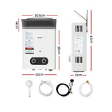 Devanti Portable Gas Water Heater 6LPM Outdoor Camping Shower White