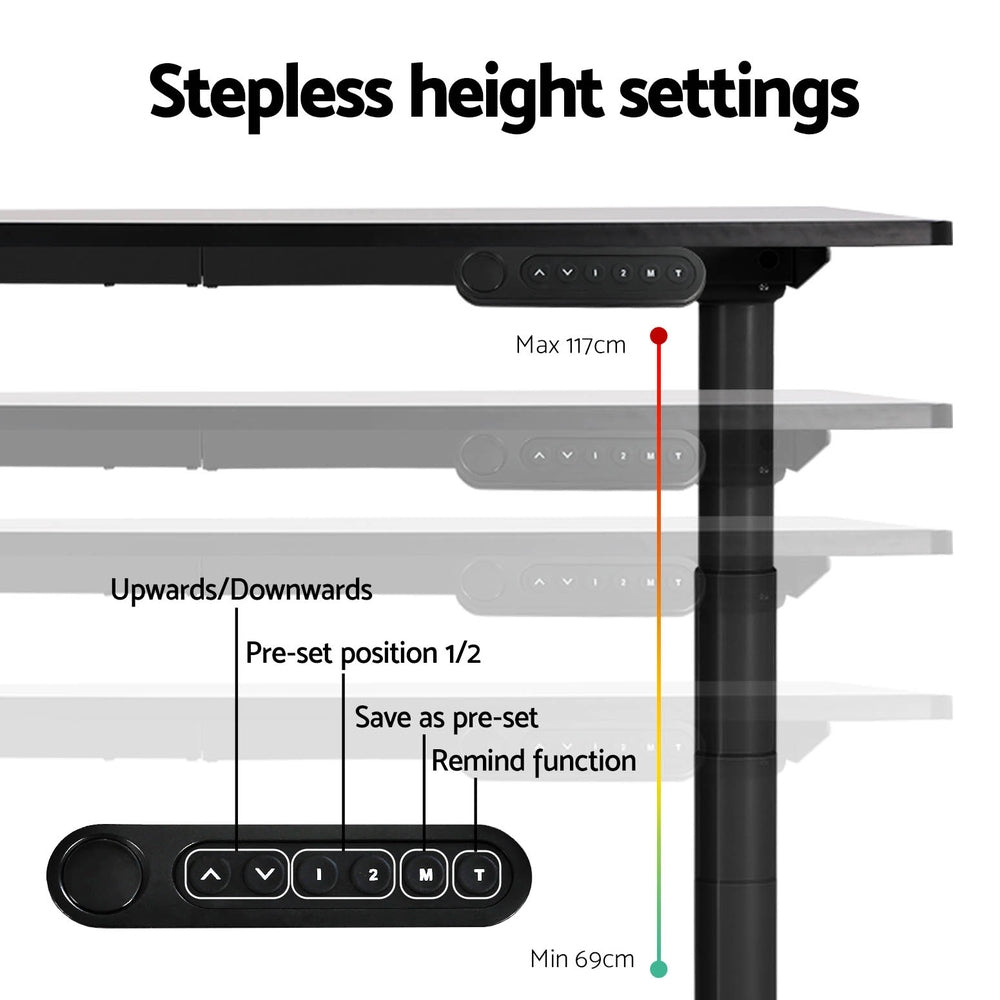 Artiss Standing Desk Frame Only Dual Motor Motorised Adjustable 125KG Load Black