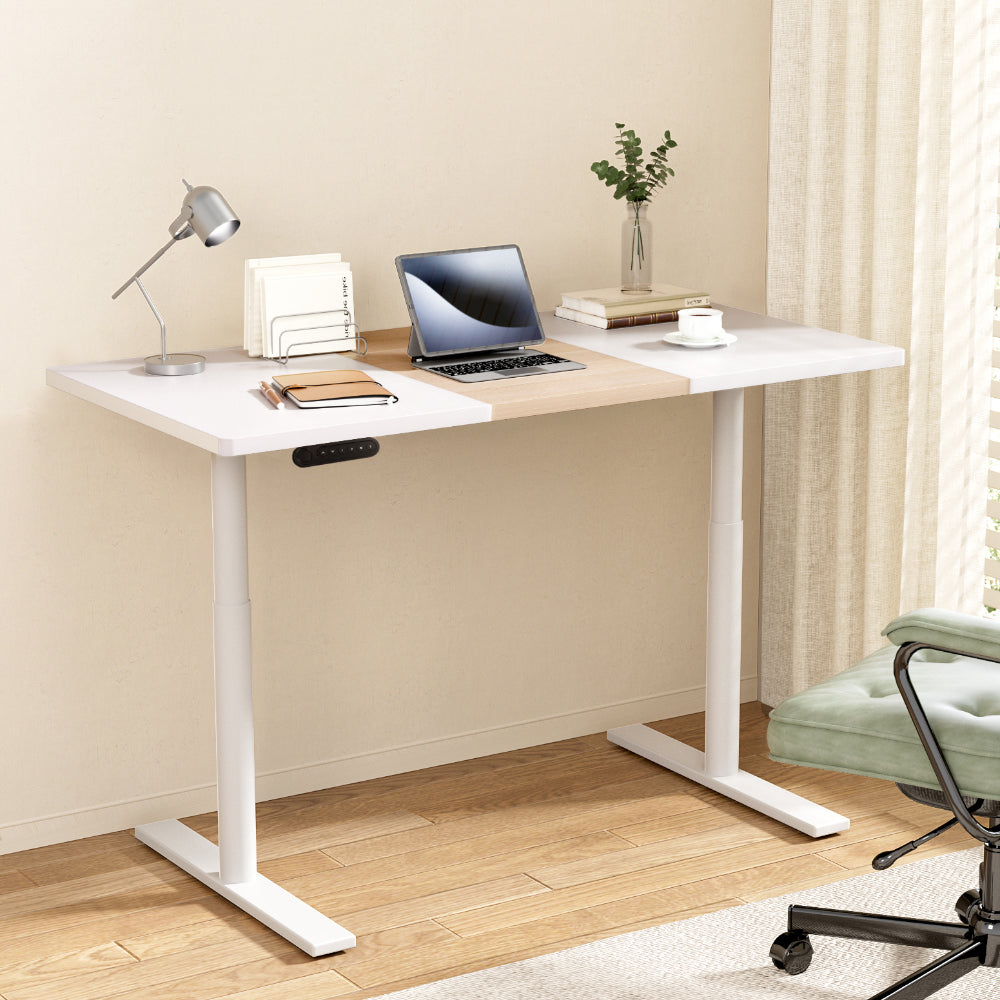 Artiss Standing Desk Motorised Electric Dual Motor Splice White Pine 120CM