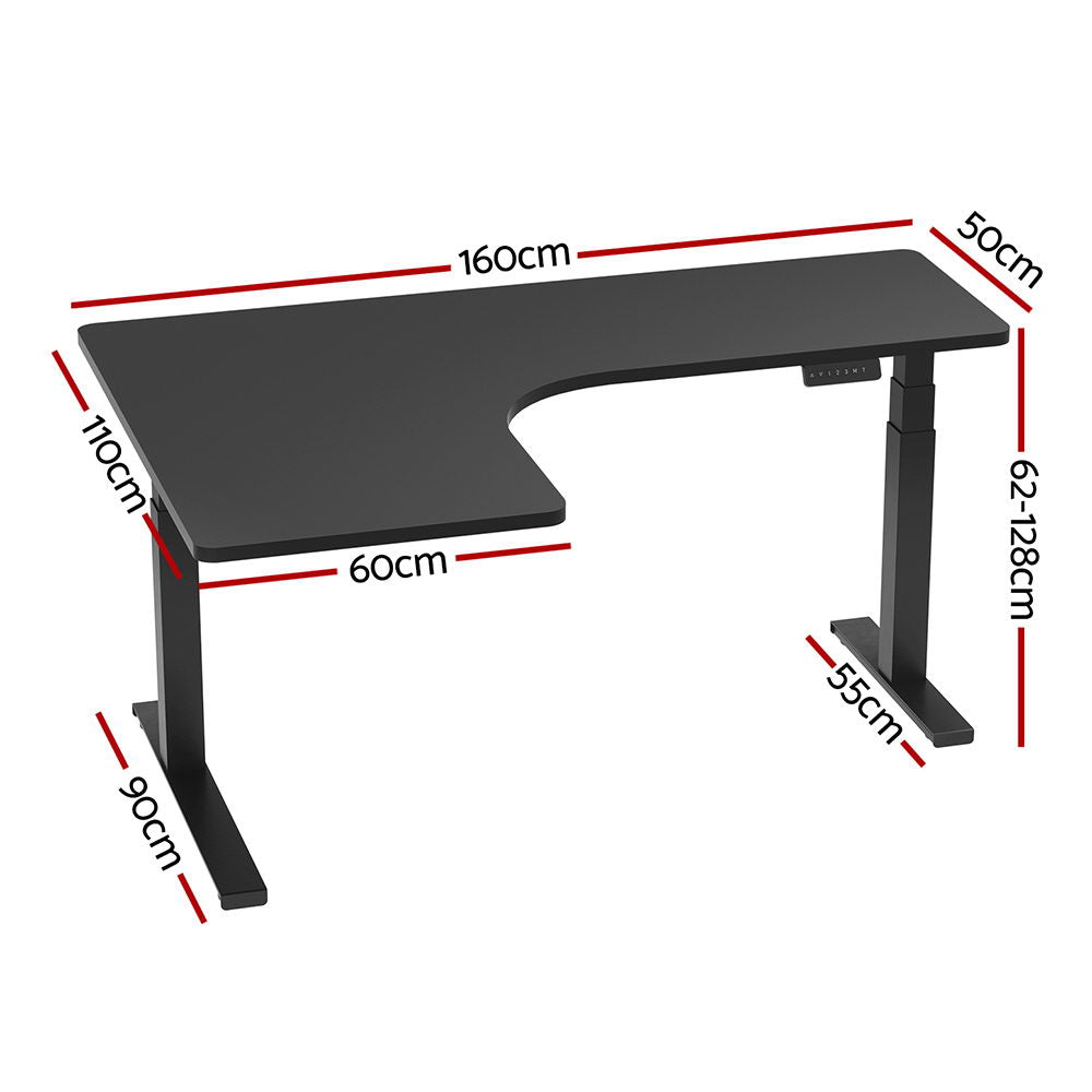 Artiss Standing Desks L-shape Motorised 160CM Black