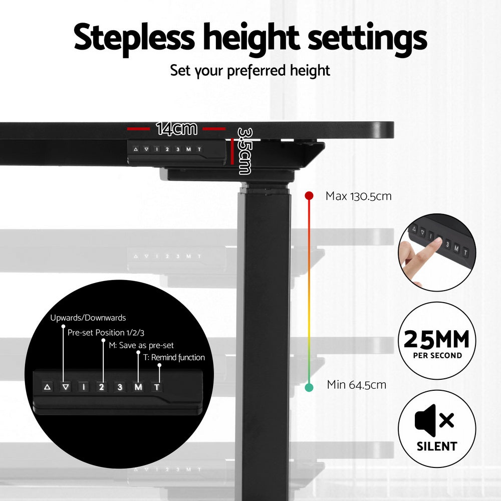 Artiss Standing Desks L-shape Motorised 160CM Black